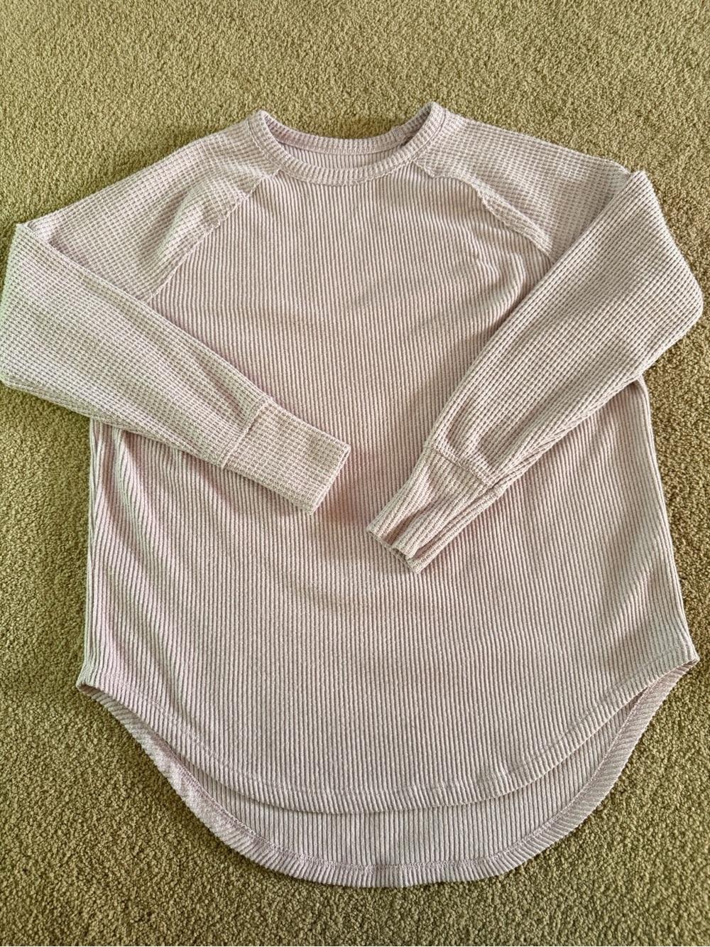 Women's Long Sleeve Waffle Knit Pullover Sweater - Light purple